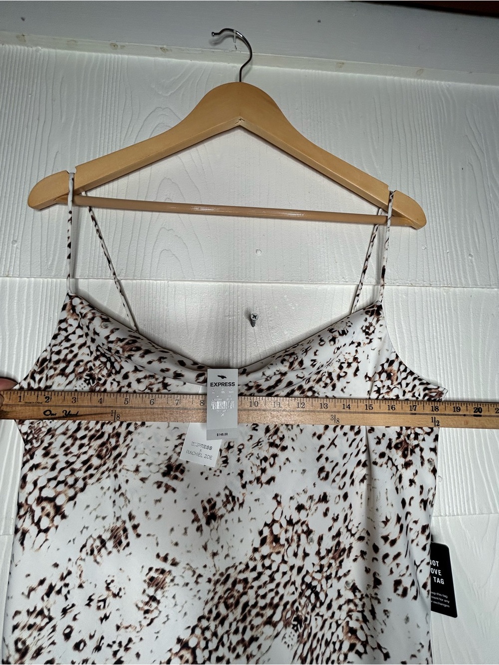 Express White Slip Midi Dress with Brown Spot Print - Picture 6 of 6